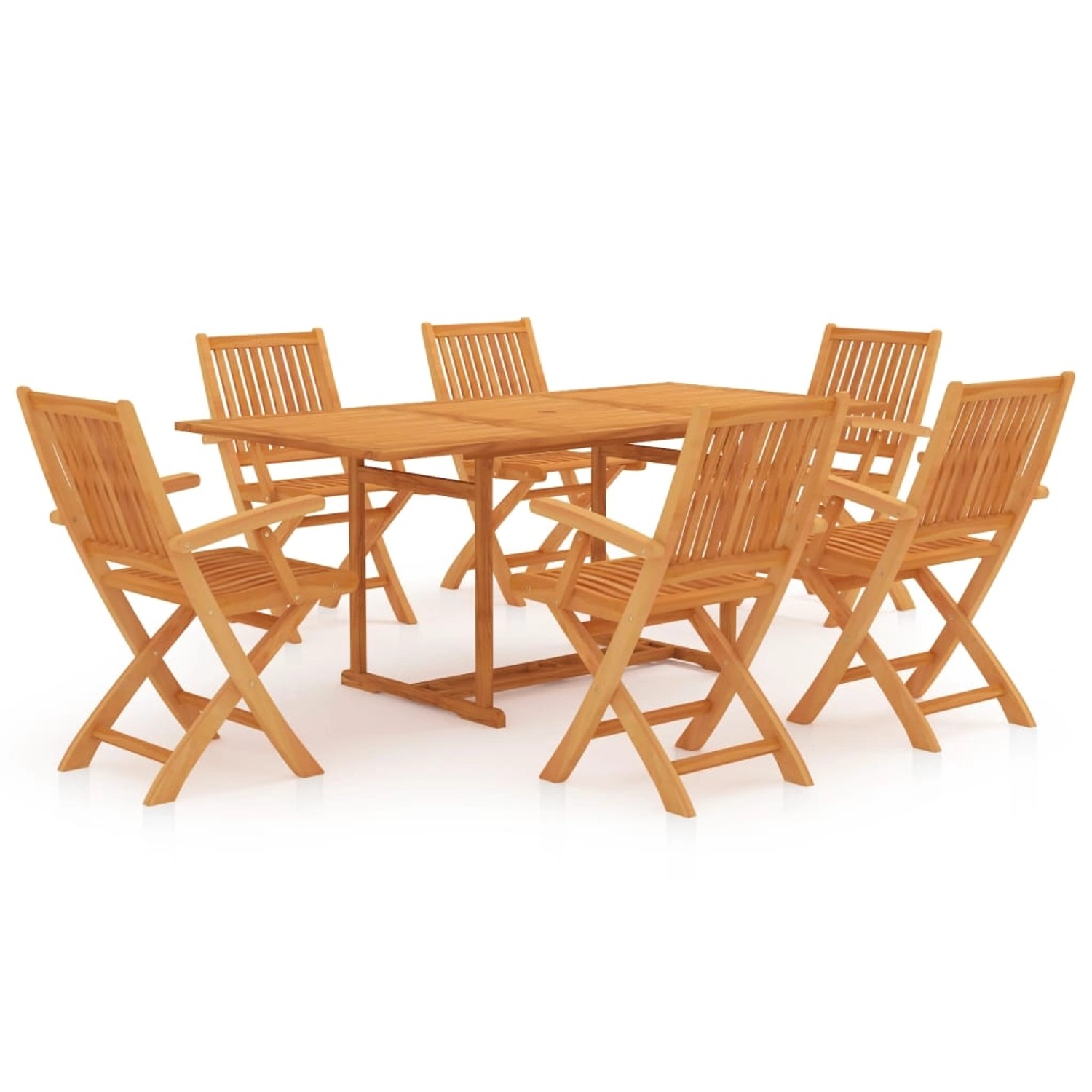 vidaXL 7-Tlg Garten-Essgruppe Massivholz Teak 3059575