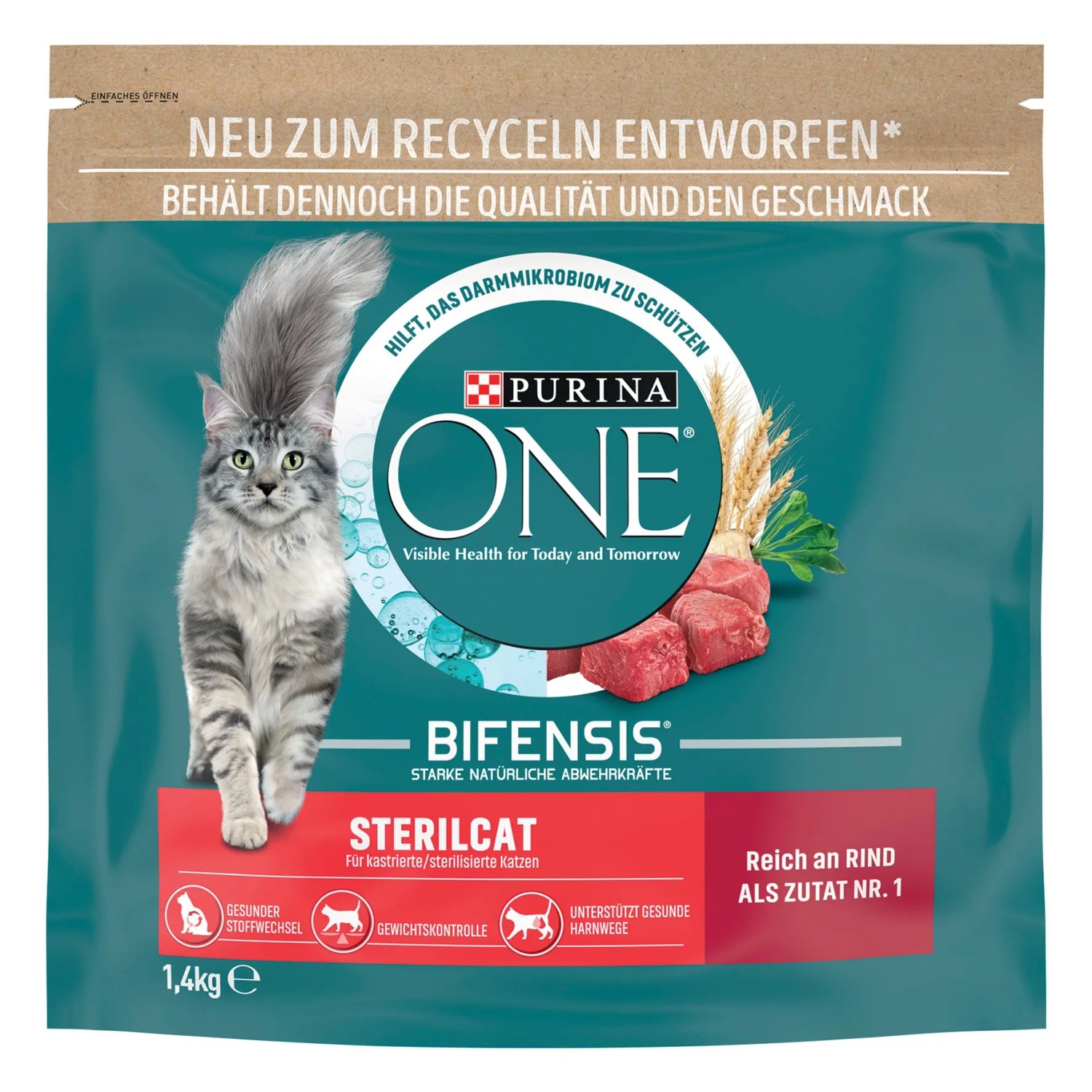 Purina One Katzenfutter Sterilcat reich an Rind 1,4 kg Beutel