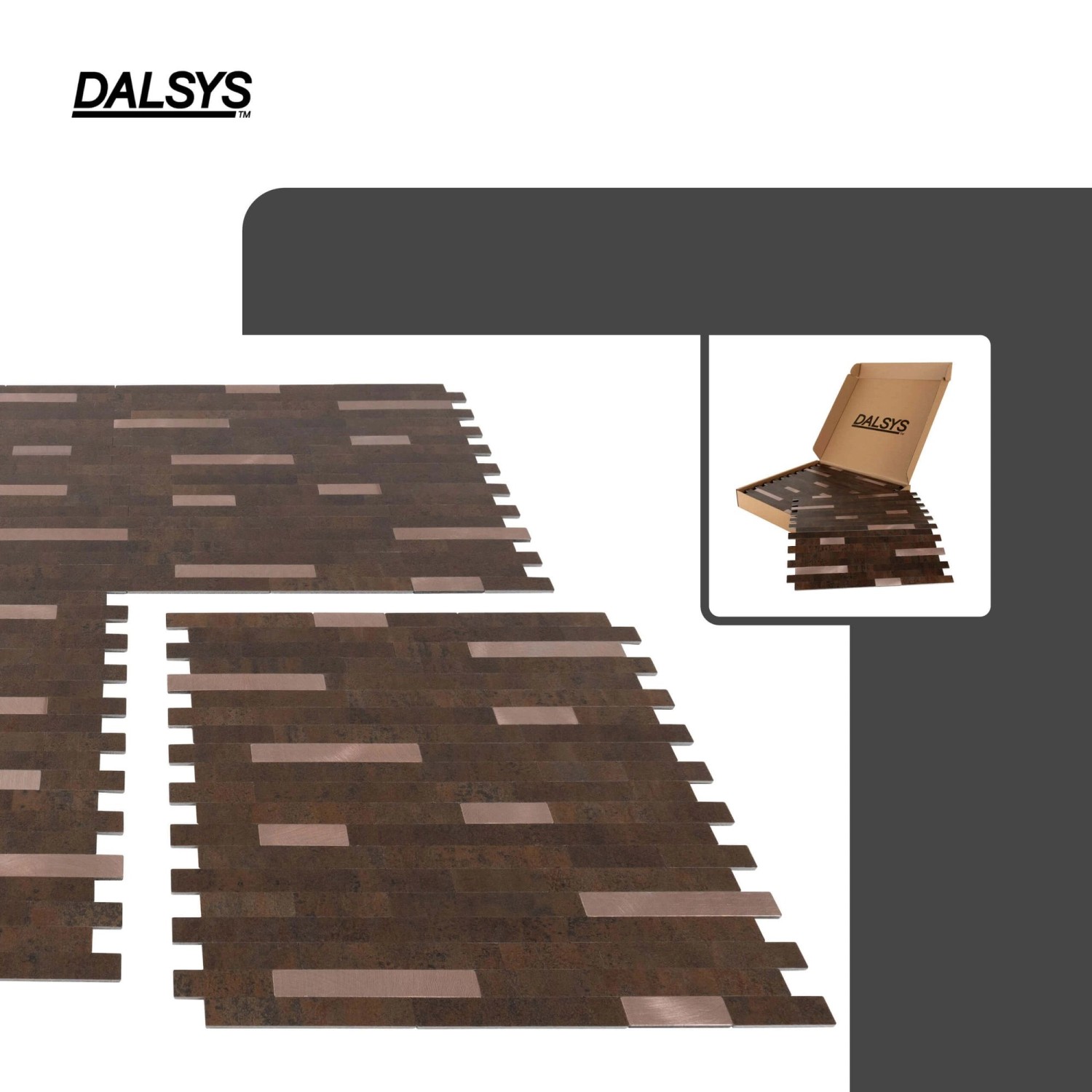 Dalsys Selbstklebende Fliesen 1m² 11 Stück Stein- Marmoroptik Rost Kupfer_3