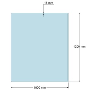 Technische Zeichnung der Feuercampus Funkenschutzplatte aus Glas, rechteckig, 120x100x0,8 cm, für Kaminofen.