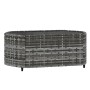 Grauer vidaXL Couchtisch aus Rattan mit Glasplatte, Teil des 3-tlg. Garten-Lounge-Sets.