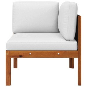 vidaXL Garten-Ecksofa aus Akazienholz mit cremeweißen Kissen. Gartenstuhl für Terrasse und Garten.