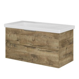 Steinkamp Waschtischunterschrank Living 2.0 Eiche mit Villeroy&Boch Subway 3.0 Waschtisch, 100 cm.