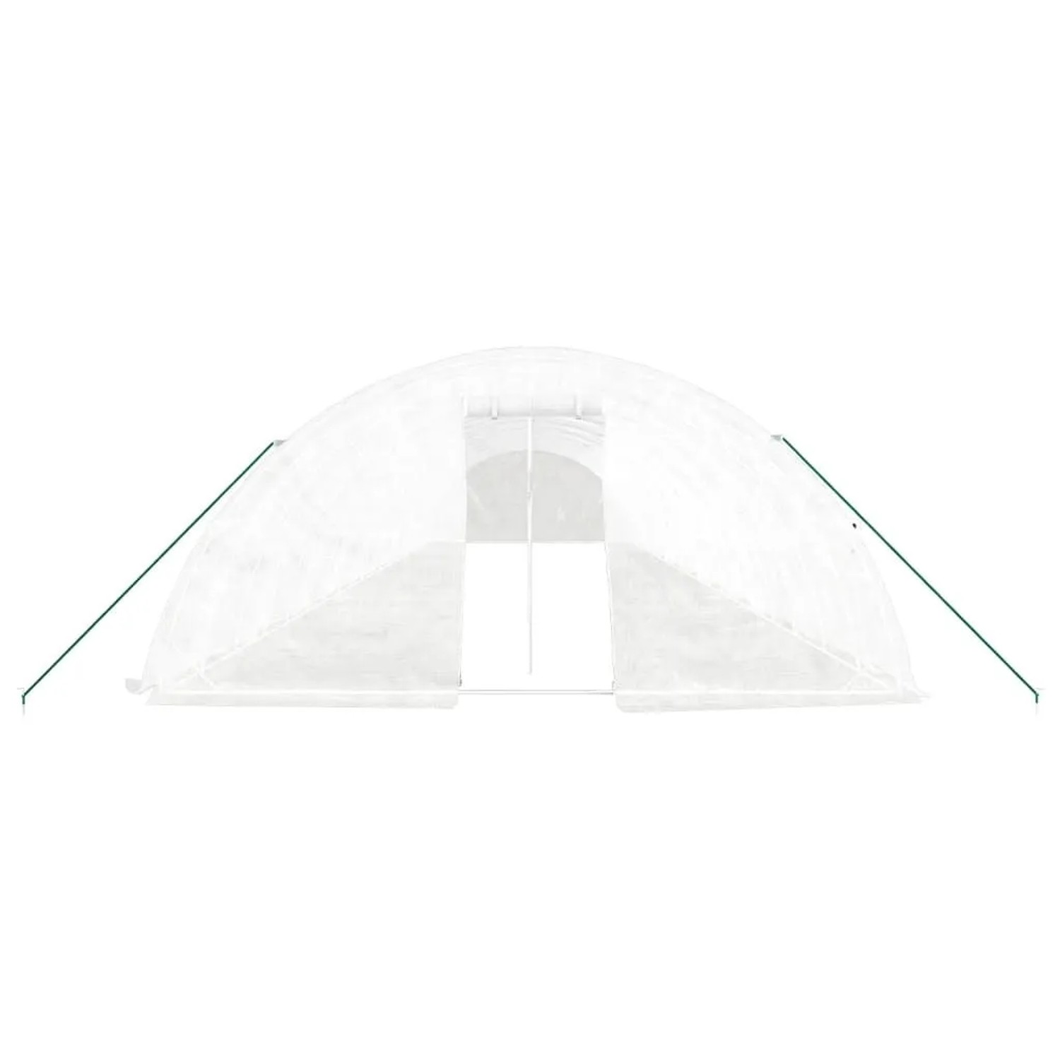 Weißes vidaXL Gewächshaus mit Stahlrahmen, 20x5x2,3 m, für den Anbau von Pflanzen.