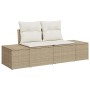 Beige vidaXL Garten Essgruppe, 5-teilig mit Kissen. Lounge Set aus Polyrattan mit Stauraum.