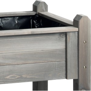 Detailansicht des grauen Wilk Kräuter-Hochbeets Basic aus Holz.