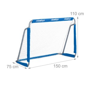 Relaxdays Fußballtore 2er Set Eisen Polyester Blau Stabil mit Heringen 110 cm x 150 cm x 75 cm 5,8 kg
