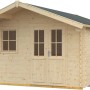 Skan Holz Gartenhaus Malaga 1, unbehandeltes Holz, 340x300 cm. Holz-Gartenhaus mit Fenster und Doppeltür.