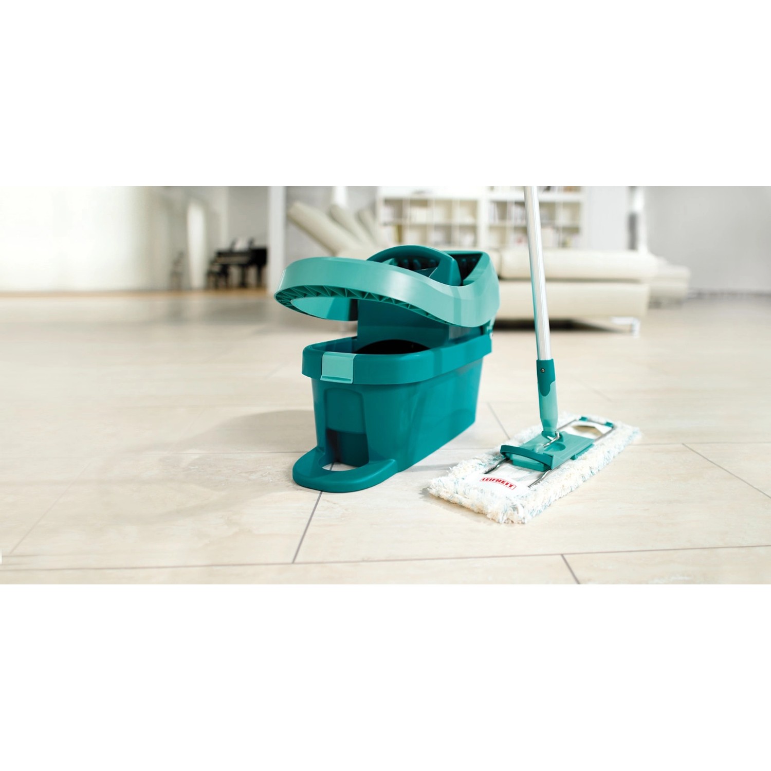 Leifheit Bodenwischer Profi XL Micro Duo mit Eimer und Wischbezug für die Bodenreinigung.