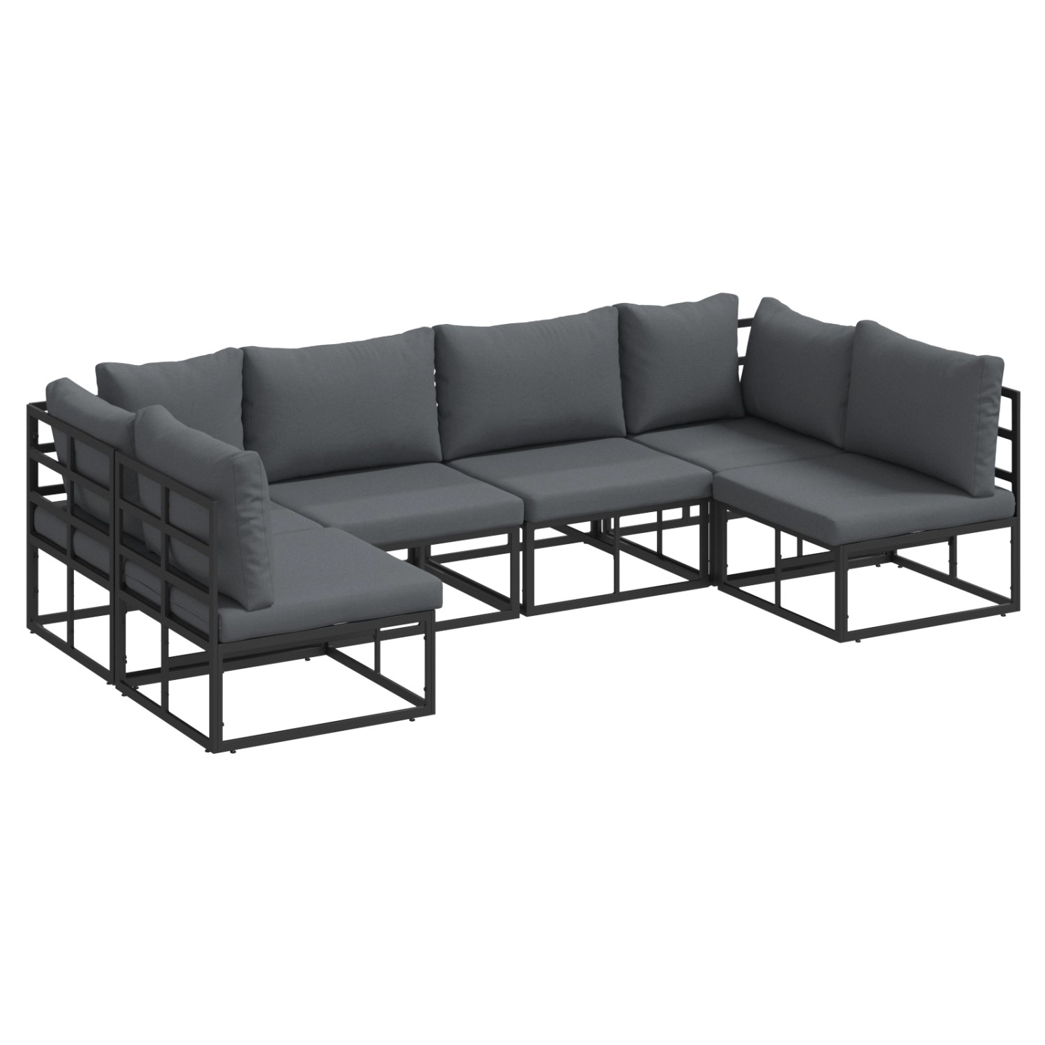 vidaXL Garten-Sofa-Set mit Kissen 6-Tlg Schwarz Aluminium 3378848 günstig online kaufen