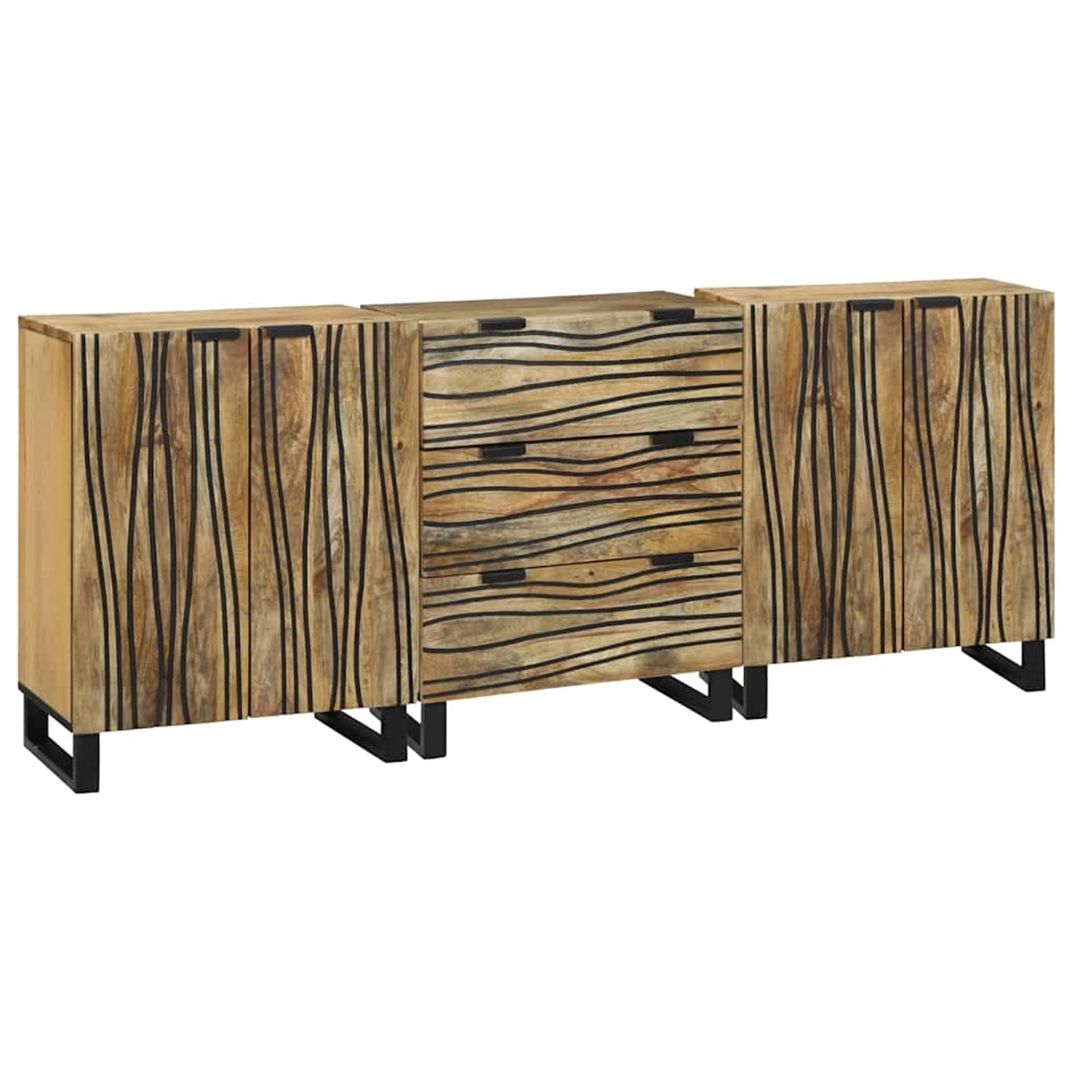 vidaXL Badezimmermöbel Set mit Regal 3-Tlg Braun Massives Mango-Holz 331004 günstig online kaufen