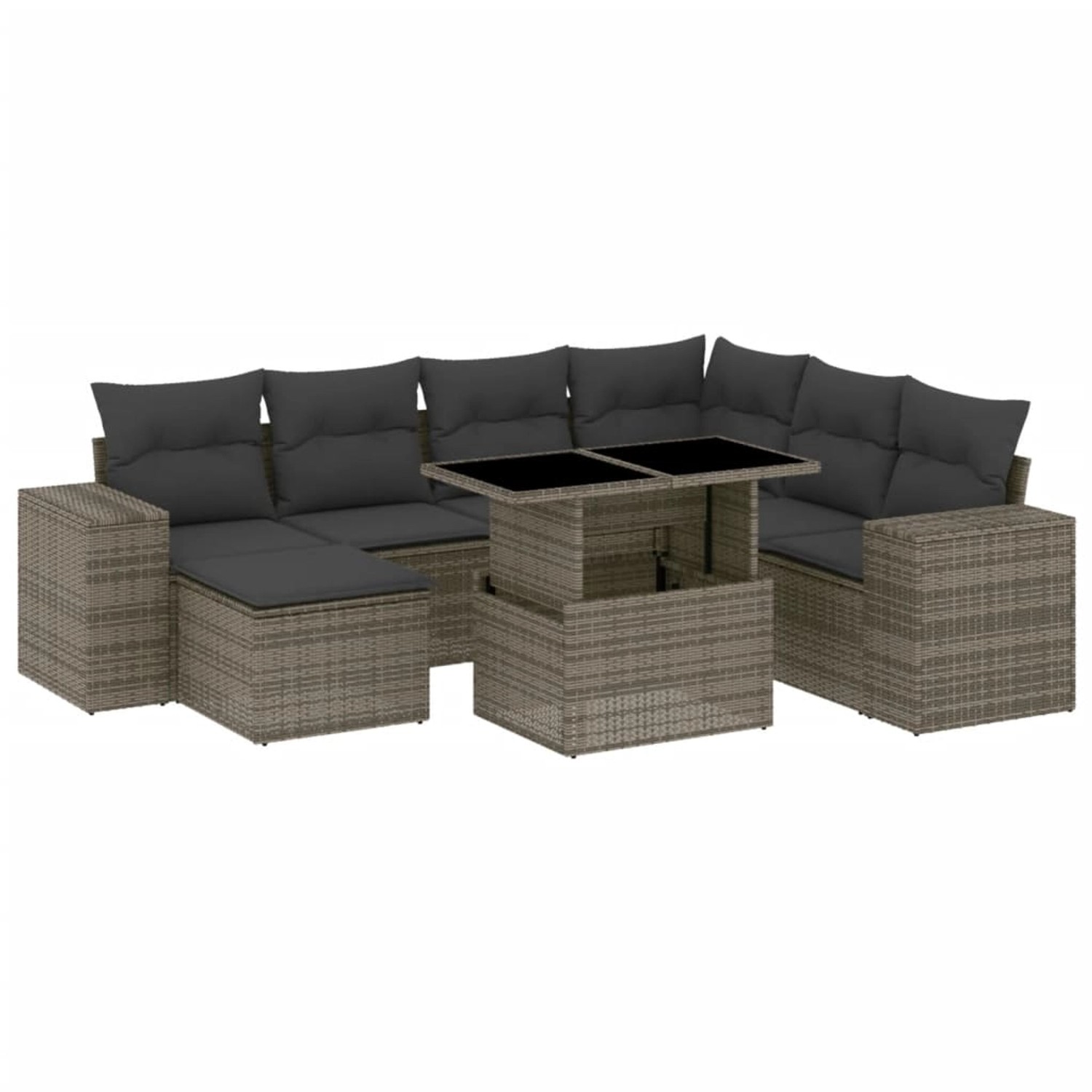 vidaXL 8-tlg Garten-Sofagarnitur mit Kissen Grau Poly Rattan Modell 162 günstig online kaufen