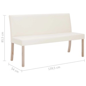 Cremeweiße vidaXL Sitzbank (139,5 cm) aus Kunstleder mit Holzfüßen. Ideal für Möbel & Inneneinrichtung.