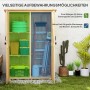 Outsunny Gartenschrank aus Tannenholz mit Regalen und Stauraum für Gartengeräte.