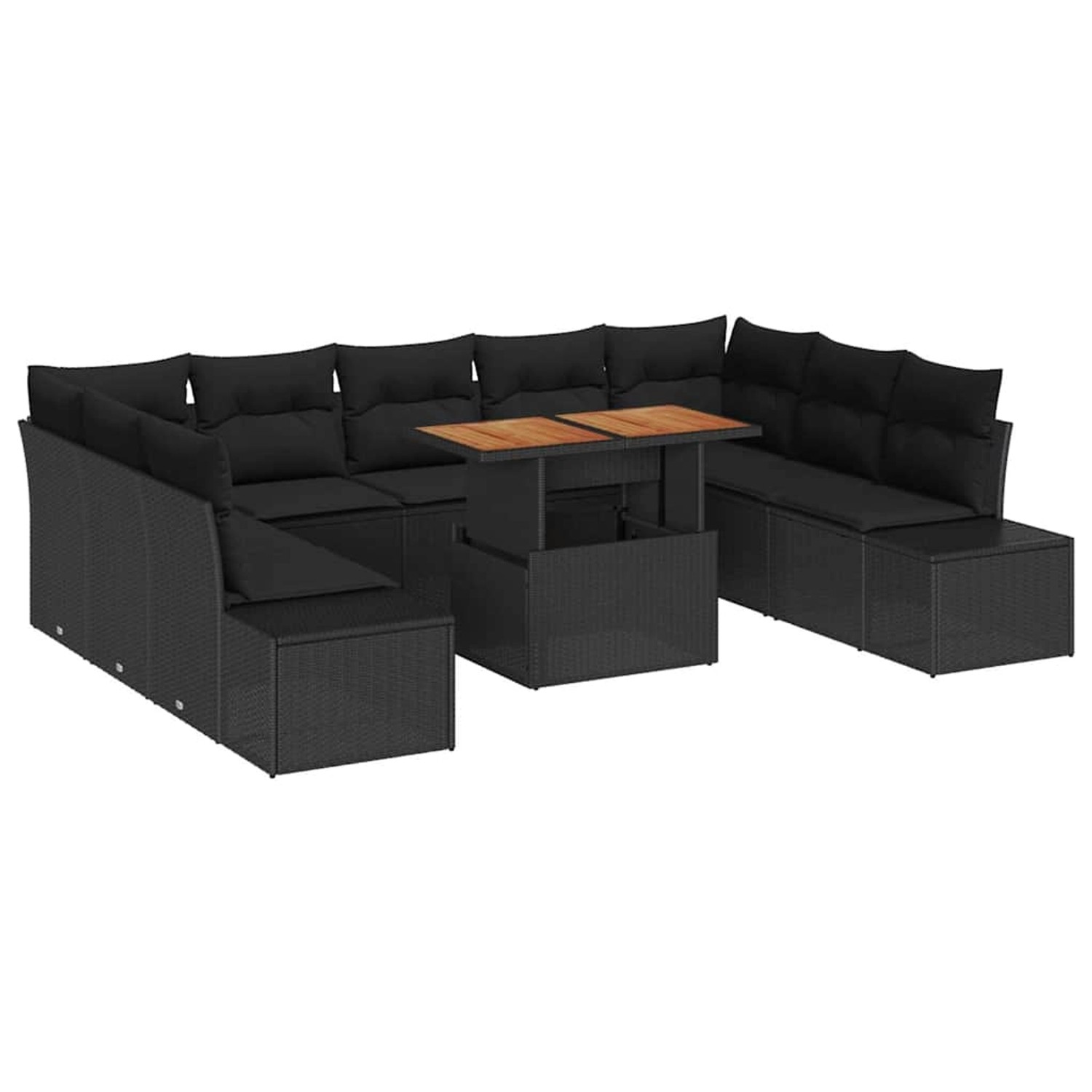 vidaXL Garten-Sofa-Set mit Speicher 10-Tlg Schwarz Poly Rattan 3358746 günstig online kaufen