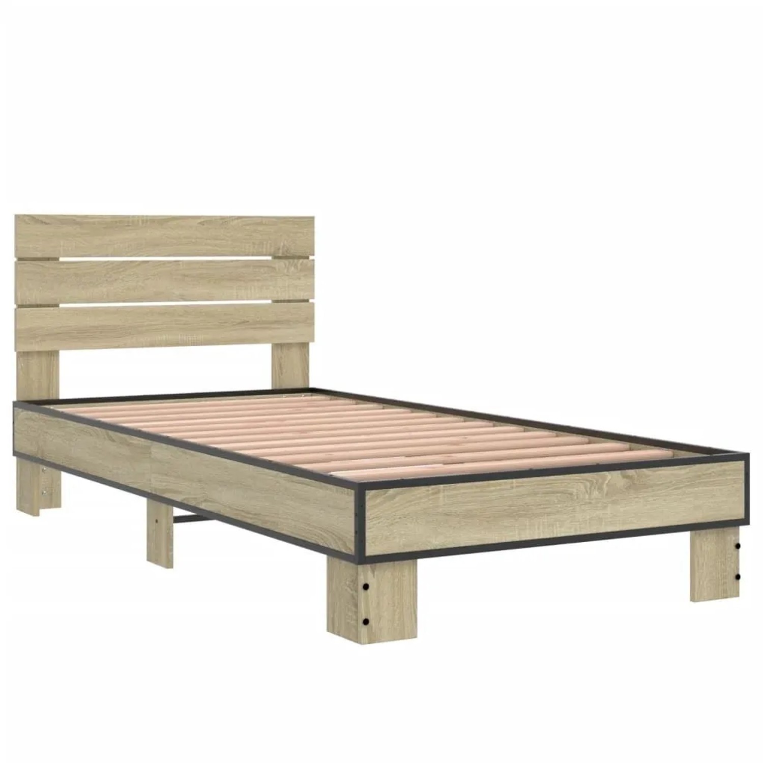 vidaXL Bettgestell Sonoma-Eiche 90x190 cm Holzwerkstoff und Metall 845753 günstig online kaufen