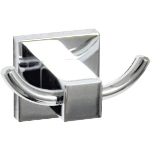 Fackelmann Doppelhaken Mare Chrom für Badmöbel: Moderner, glänzender Haken im quadratischen Design.