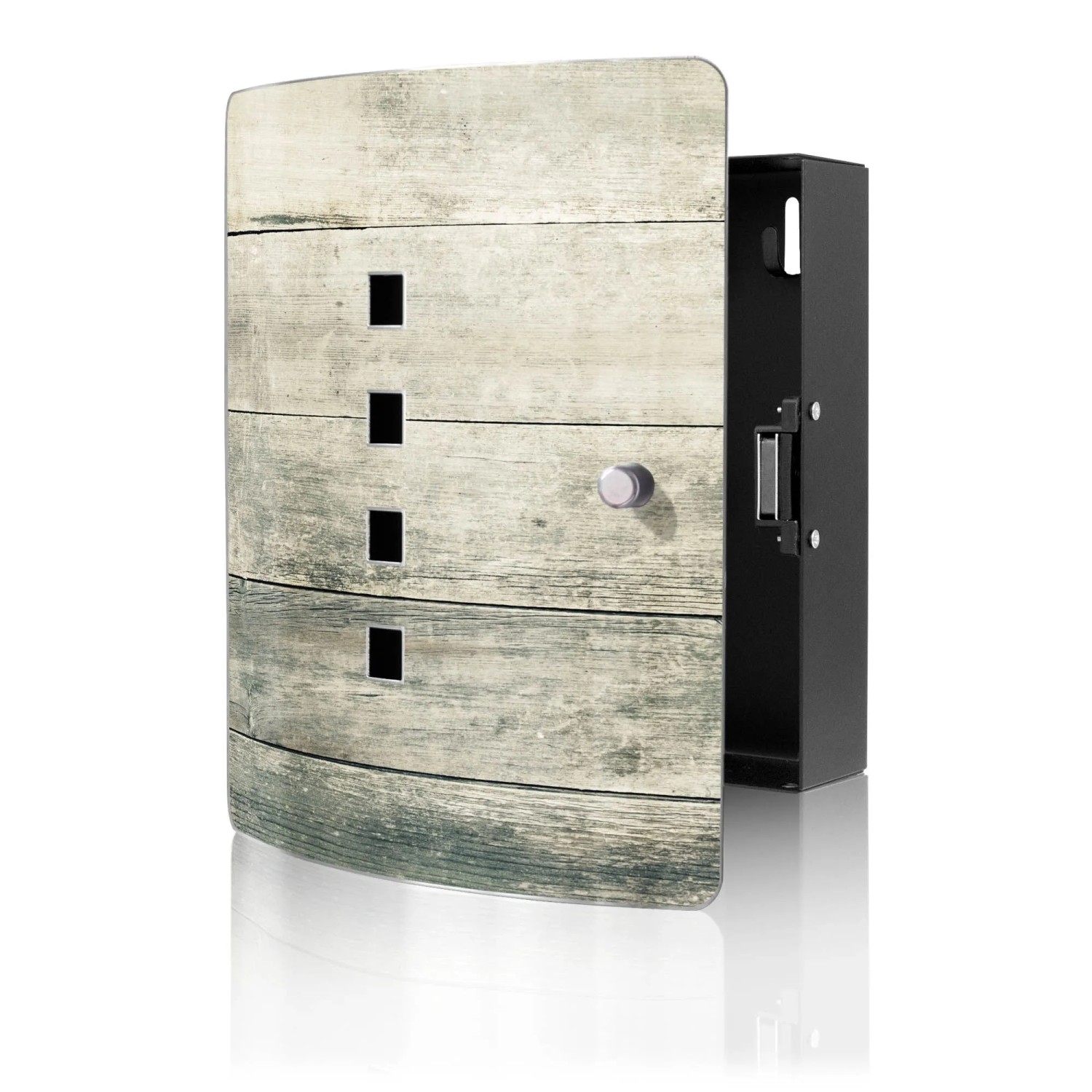 Banjado Design Schlüsselkasten Aus Edelstahl Für 10 Schlüssel 24x21,5x7cm Mit Magnetverschluss Motiv Graue Planken