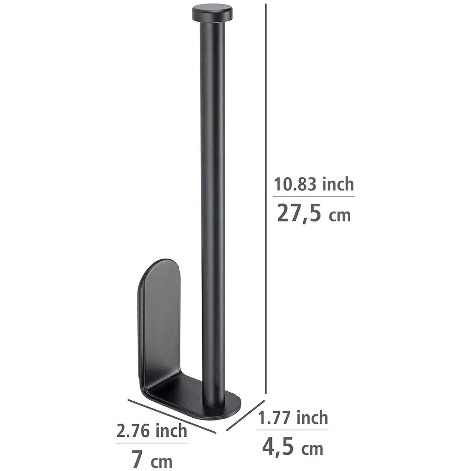 Wenko Küchenrollenhalter Nio, selbstklebend, schwarz, Aluminium, Maße 27,5x4,5x7 cm.