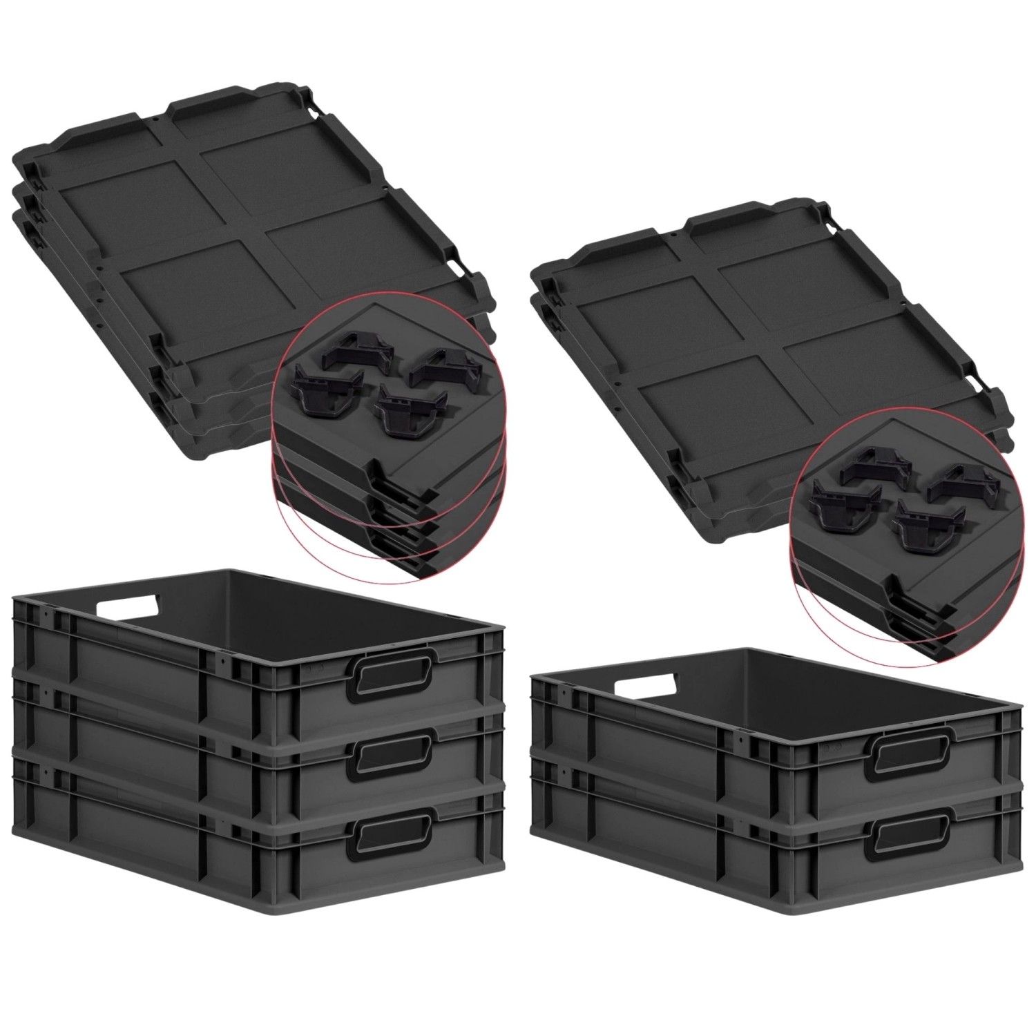 PROREGAL SparSet 5x Eurobox Nextgen Color Mit Auflagedeckel HxBxT 12x40x60c günstig online kaufen