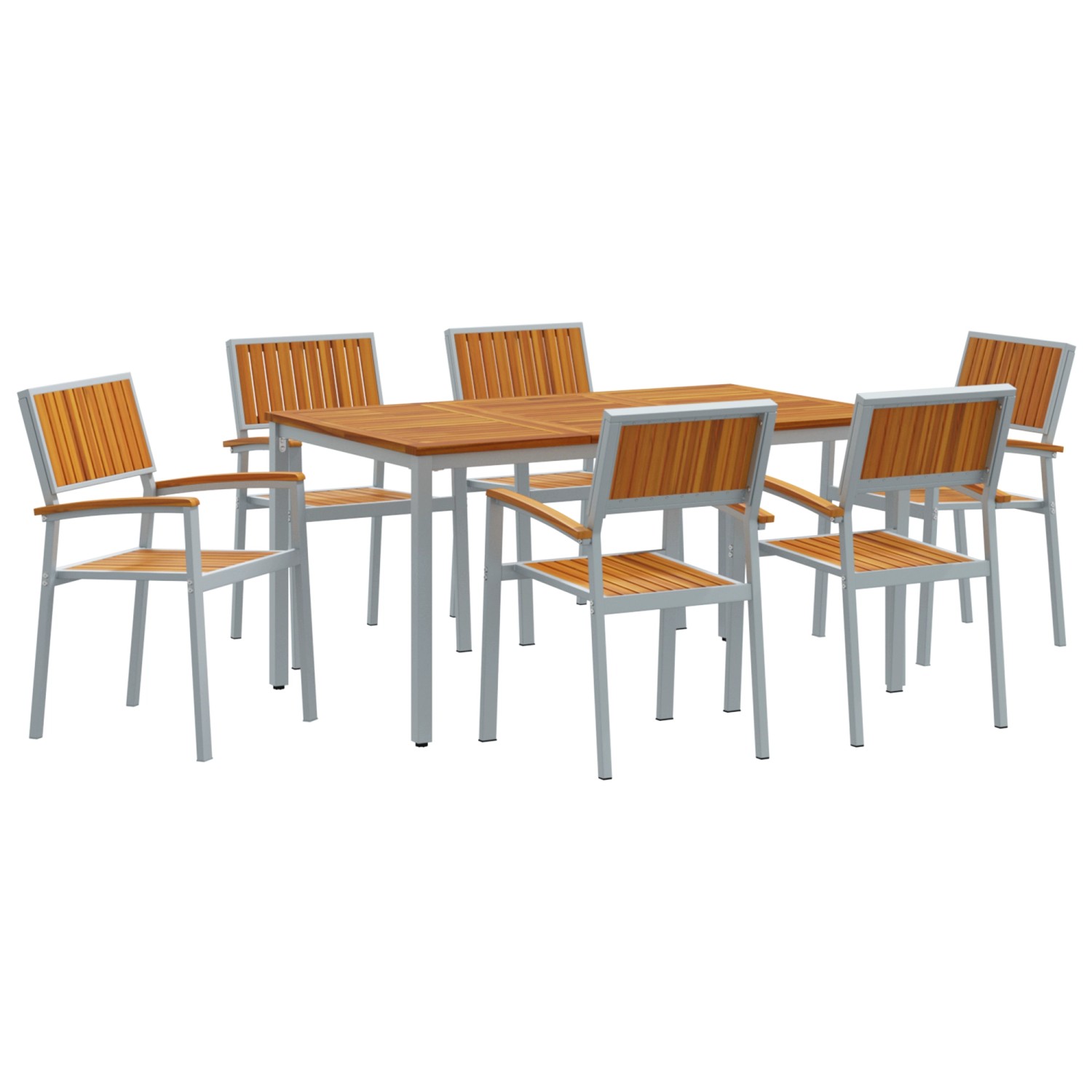 vidaXL 7-Teiliges Garten-Esszimmer-Set aus Massivem Akazienholz und Metall günstig online kaufen
