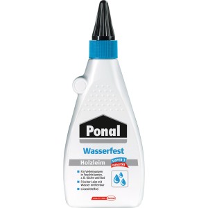 Ponal Wasserfest Holzleim, 550g Flasche, transparent trocknend für feuchte Räume.