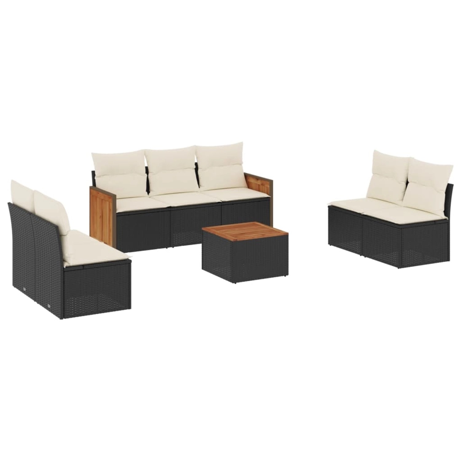 vidaXL 8-Tlg Garten-Sofagarnitur mit Kissen Schwarz Poly Rattan 3259963 günstig online kaufen