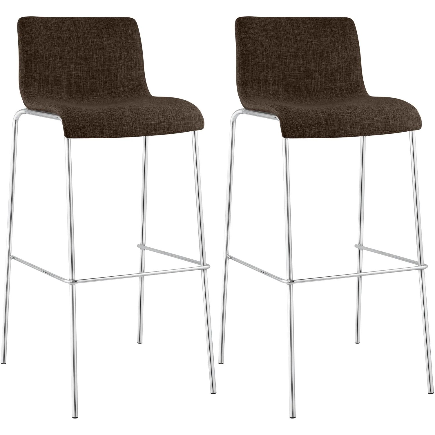 CLP 2er Set Barhocker Hover Stoff Vierfußgestell Braun/Chrom