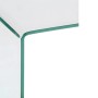 Detailansicht des transparenten Glas-Nachttischs Suzana mit abgerundeten Kanten.
