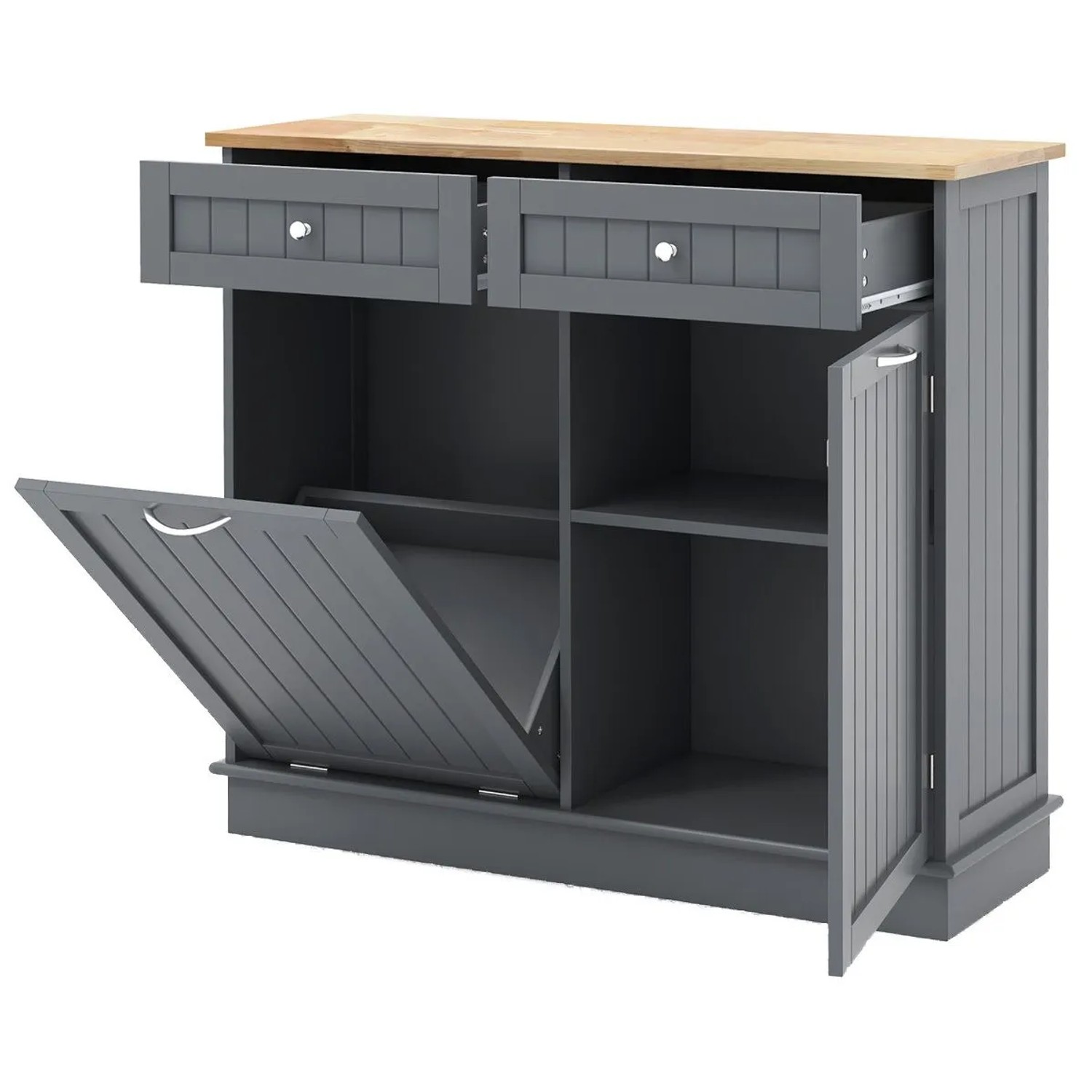 Costway Kommode für Mülleimer 42 L 2 Schubladen Grau günstig online kaufen