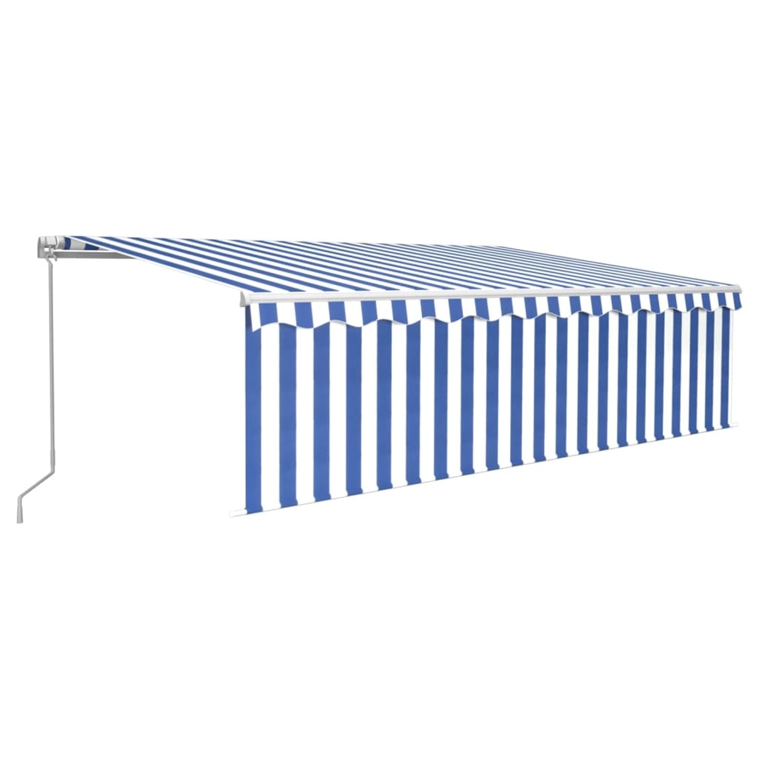 furnicato Markise Manuell Einziehbar mit Rollo 5x3 m Blau und Weiß günstig online kaufen