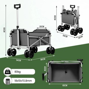 WOLTU Bollerwagen, faltbar, dunkelgrau, mit Bremsen, bis 80 kg belastbar. Ideal für Camping.