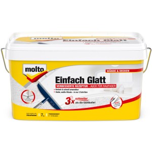 Molto Einfach Glatt Innen-Fertigspachtel, 7 kg Eimer. Wandspachtel zum einfachen Glätten von Wänden und Decken.