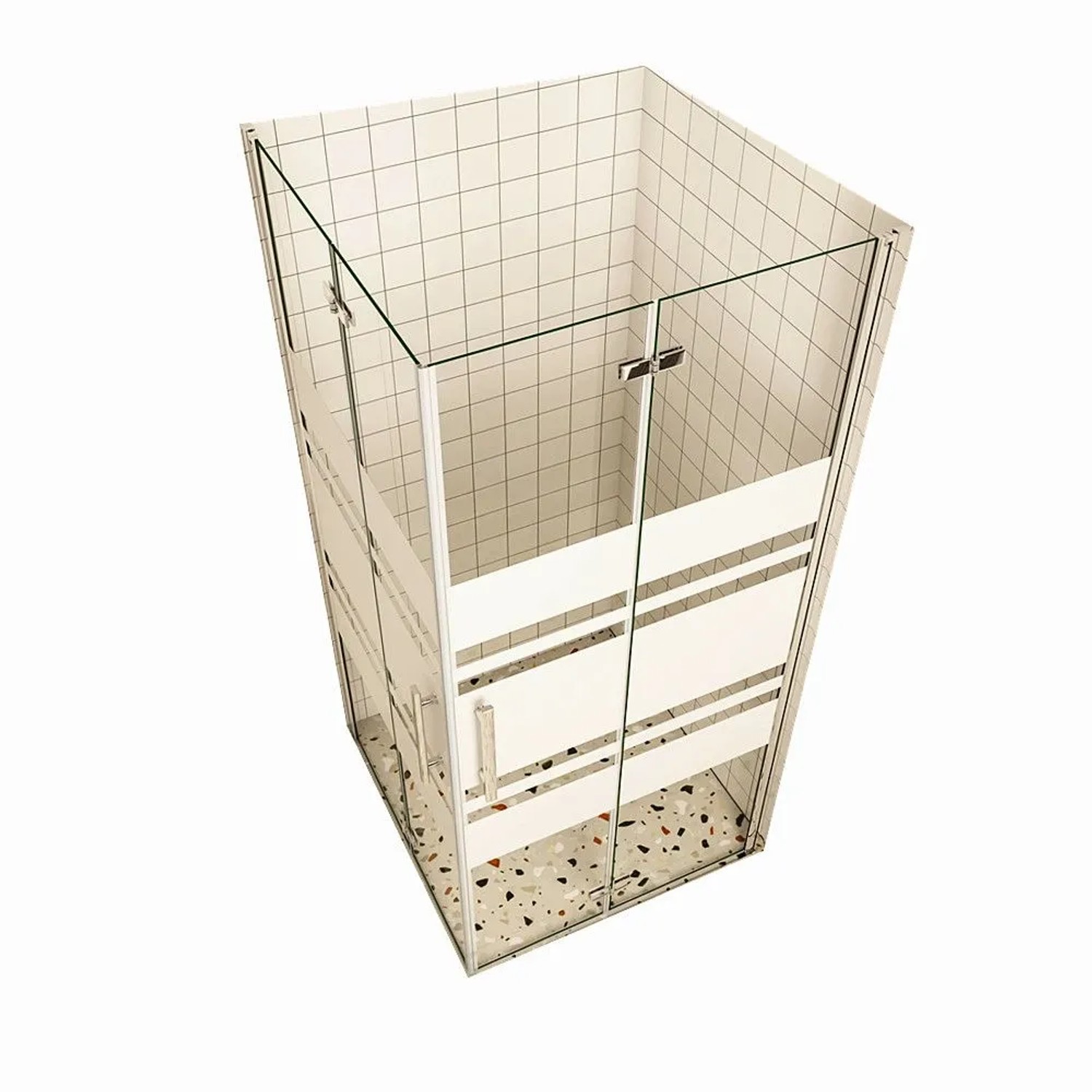 Duschparadies Duschkabine Falttür 110 x 110cm Drehtür Glastür Duschwand 6mm Nano Gestreiftesglas Dusche Hochglanz Verchromt
