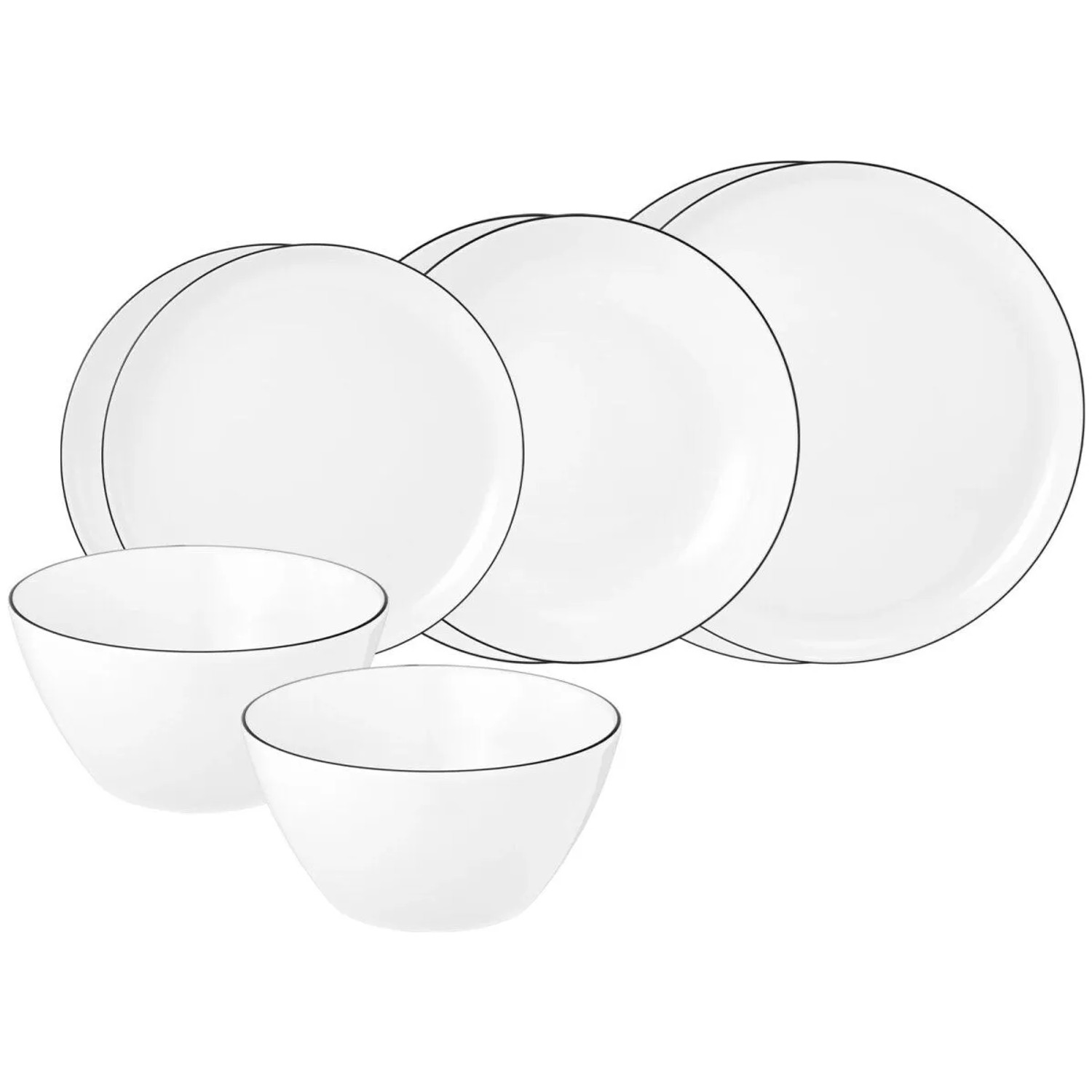 Seltmann Weiden Lido Black Line Einsteiger-Set 8-teilig Rund