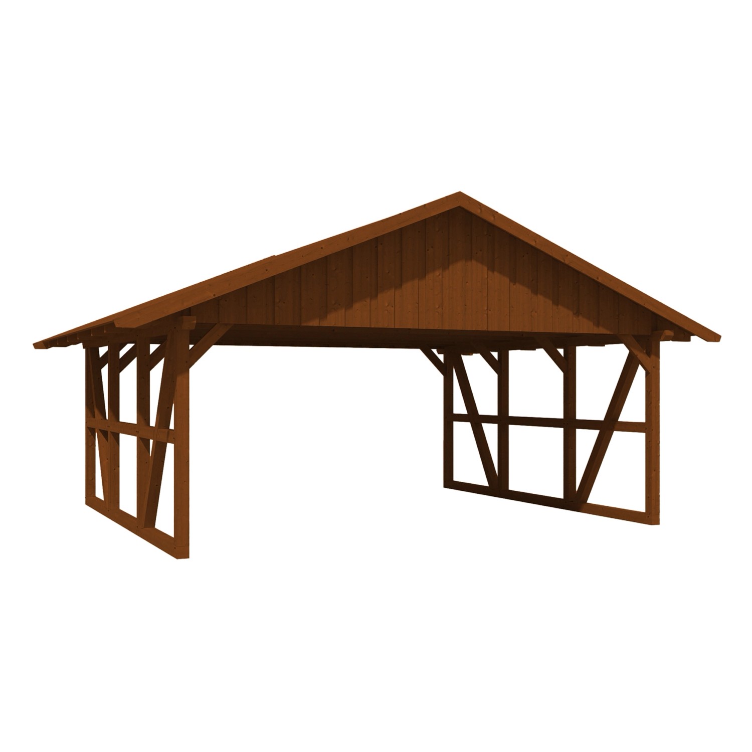 Skan Holz Carport Schwarzwald mit Dachschalung 684 x 600 cm Nuss günstig online kaufen