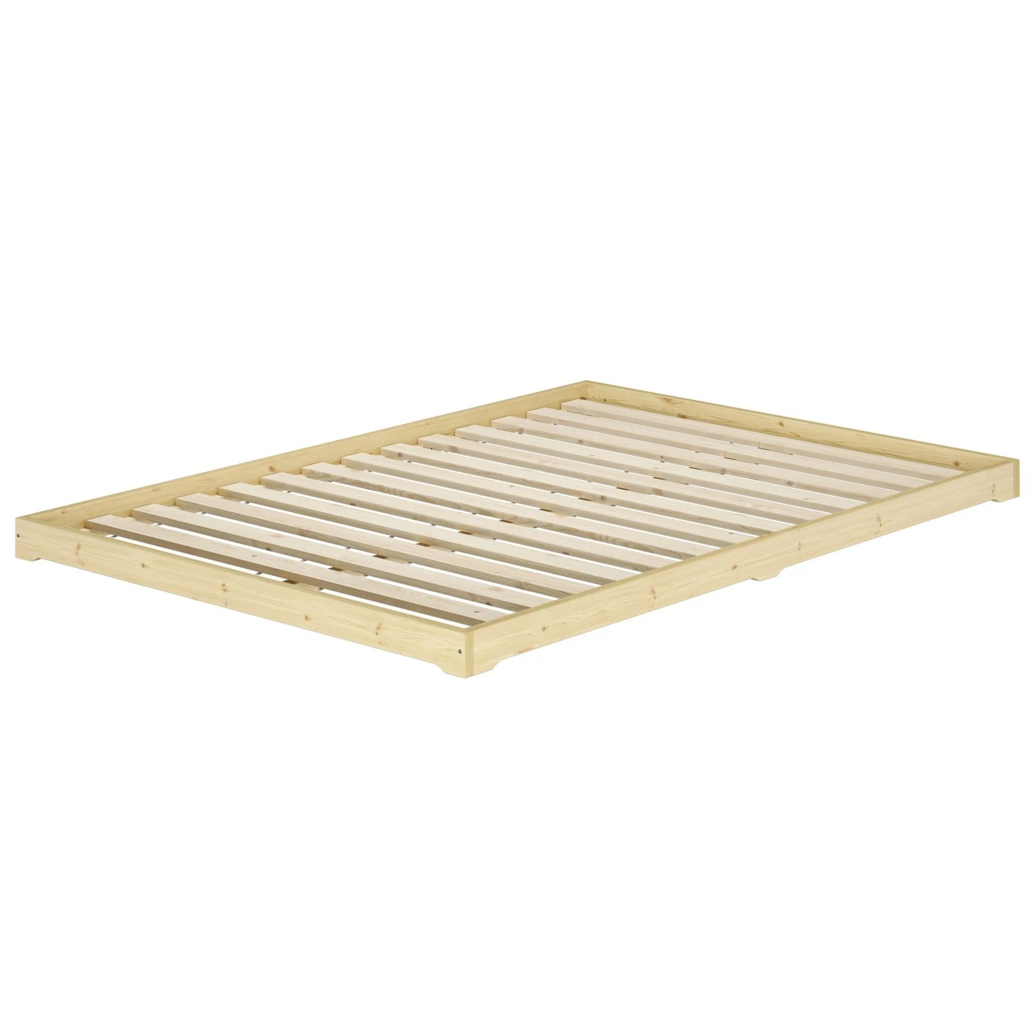 Erst-Holz Niedrigbett Unbehandeltes Holzbett 200 x 200 cm Fichte Tanne Modell 47 Rollrost inkl.