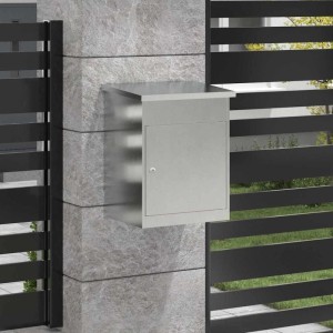 DELUKE Paketbox KILI Mit Speicher Silber 47,5x38x59cm Edelstahl Paketkasten Paketbox Für Zuhause Kasten Für Pakete
