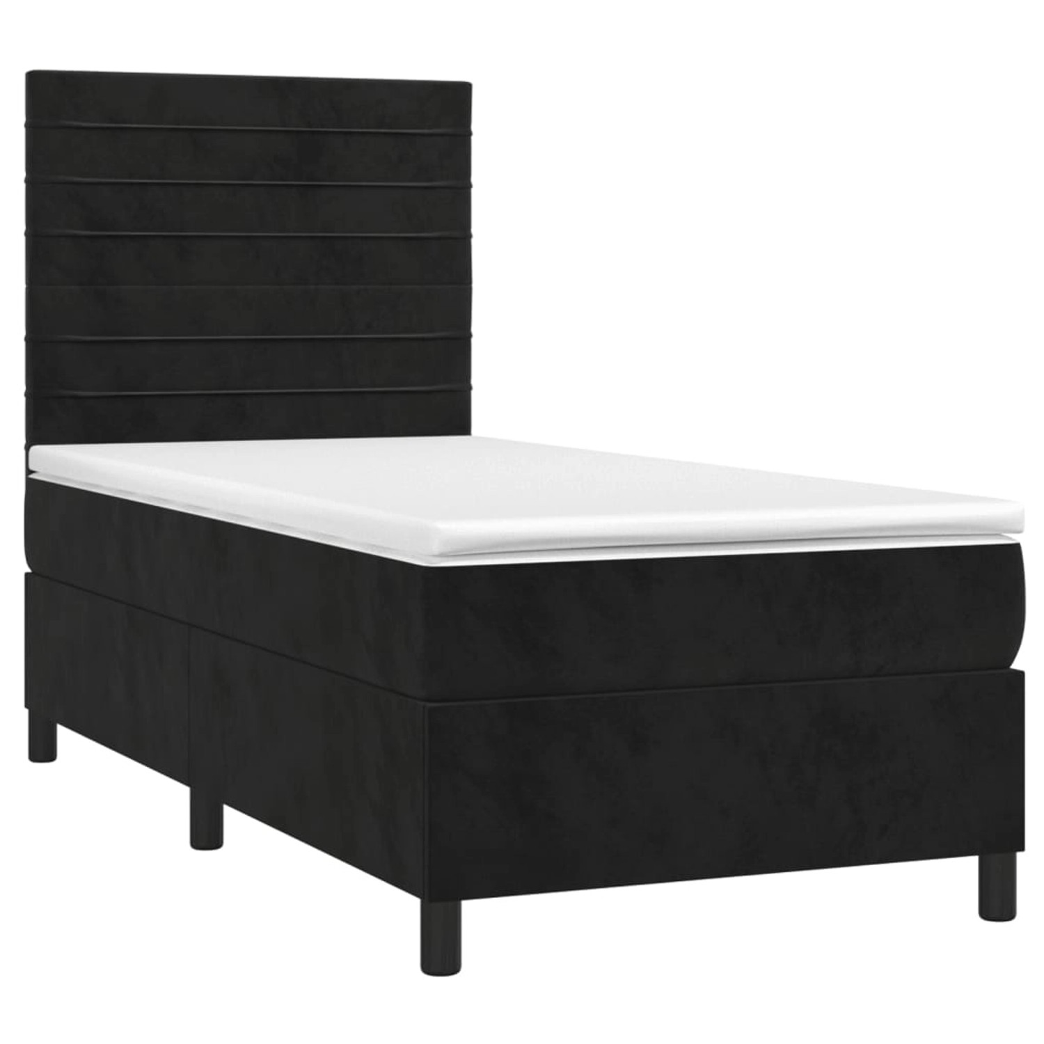 vidaXL Boxspringbett mit Matratze & LED Schwarz 90x200 cm Samt 3136163 günstig online kaufen