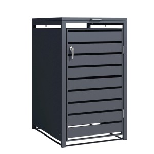 KARAT Mülltonnenbox Magnus, 1 Tür, Edelstahlrahmen, 68x80x116 cm. Ordnungssystem für den Garten.