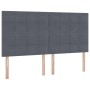 Dunkelgraues vidaXL Bett mit Samtbezug und LED-Leisten, 200x200 cm.