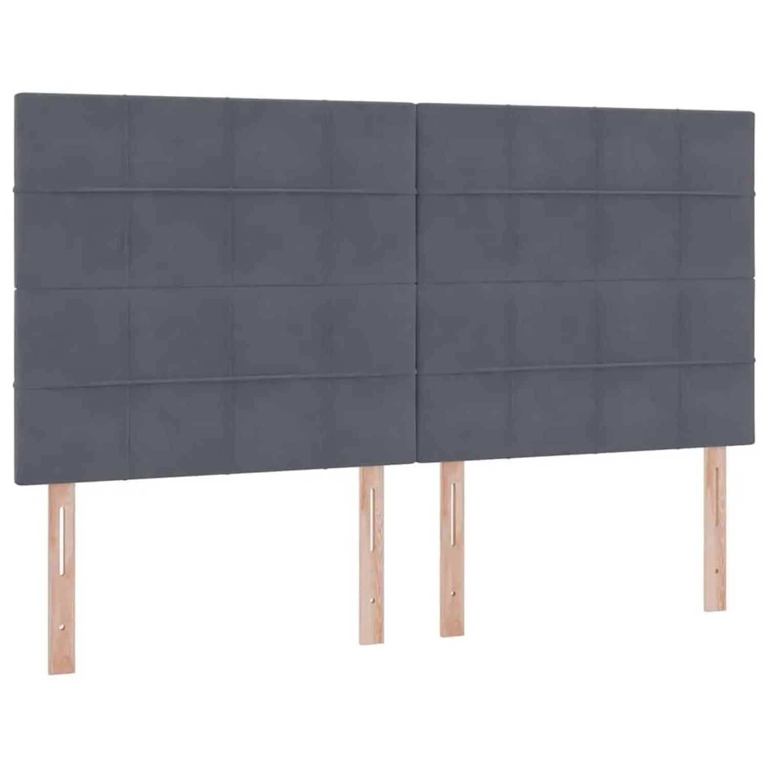 Dunkelgraues vidaXL Bett mit Samtbezug und LED-Leisten, 200x200 cm.
