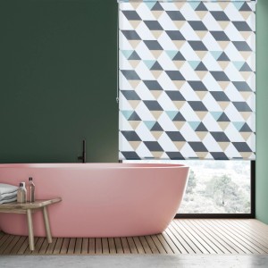 Relaxdays Duschrollo Kunststoff Aluminium Grau Blau Beige Wasserabweisend 140 cm x 240 cm