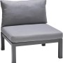 Grauer Lounge-Sessel Bonlee aus Aluminium mit Sitzkissen und Rückenkissen.