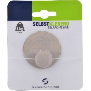 Siro Garderobenhaken, selbstklebend, Edelstahlfarbig, glänzend, Ø 50 mm.