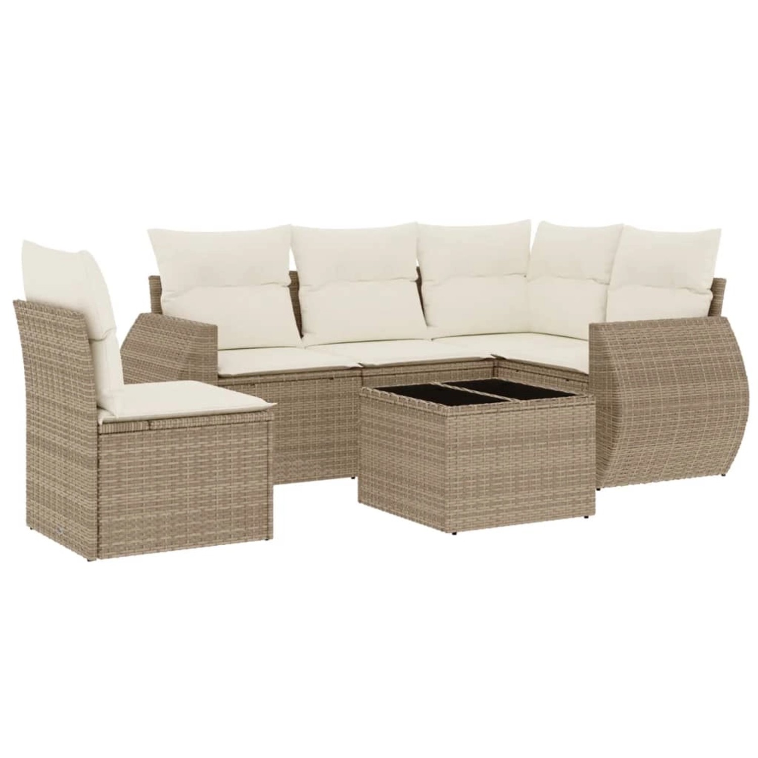 vidaXL 6-Tlg Garten-Sofagarnitur mit Kissen Beige Poly Rattan 3221377 günstig online kaufen