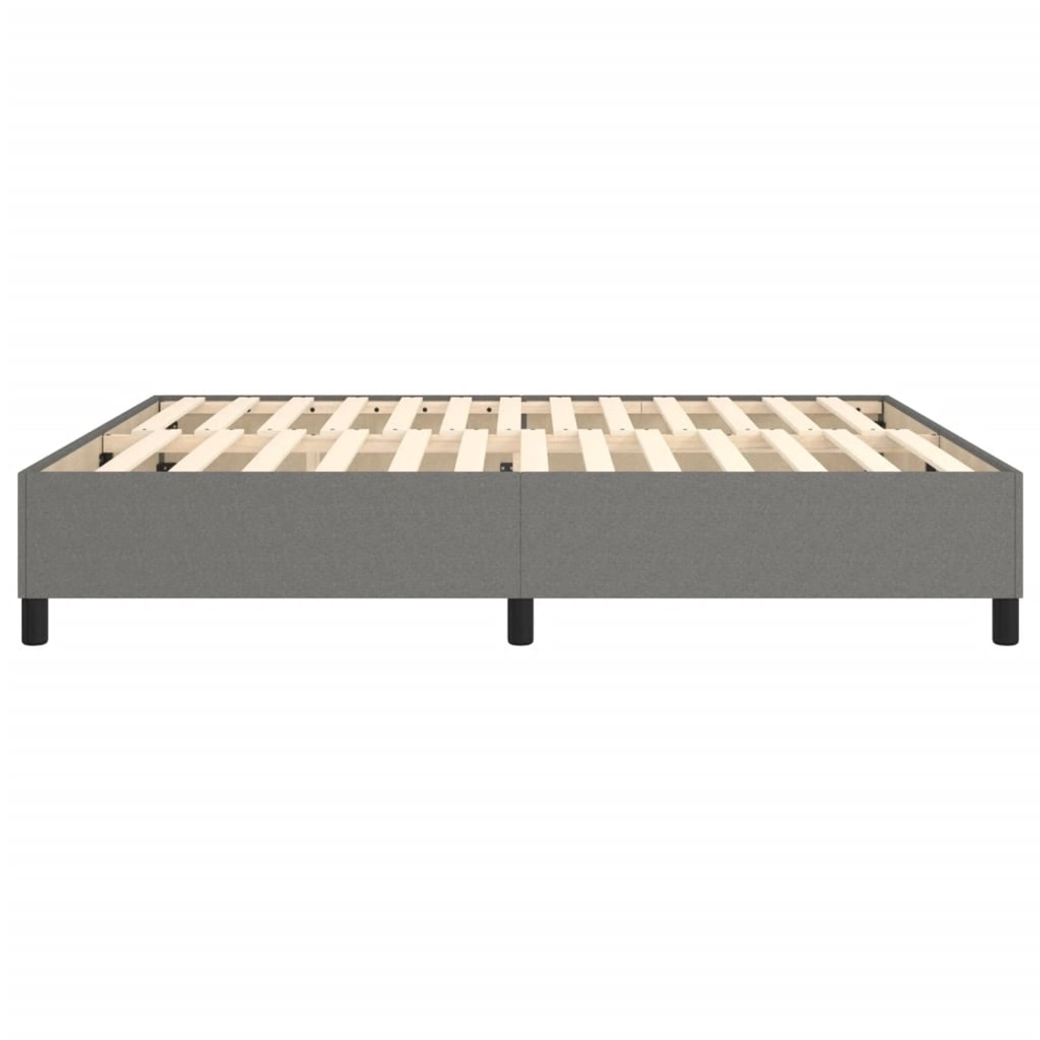 Dunkelgraues vidaXL Boxspringbett 180x200 cm aus Stoff, ohne Matratze.