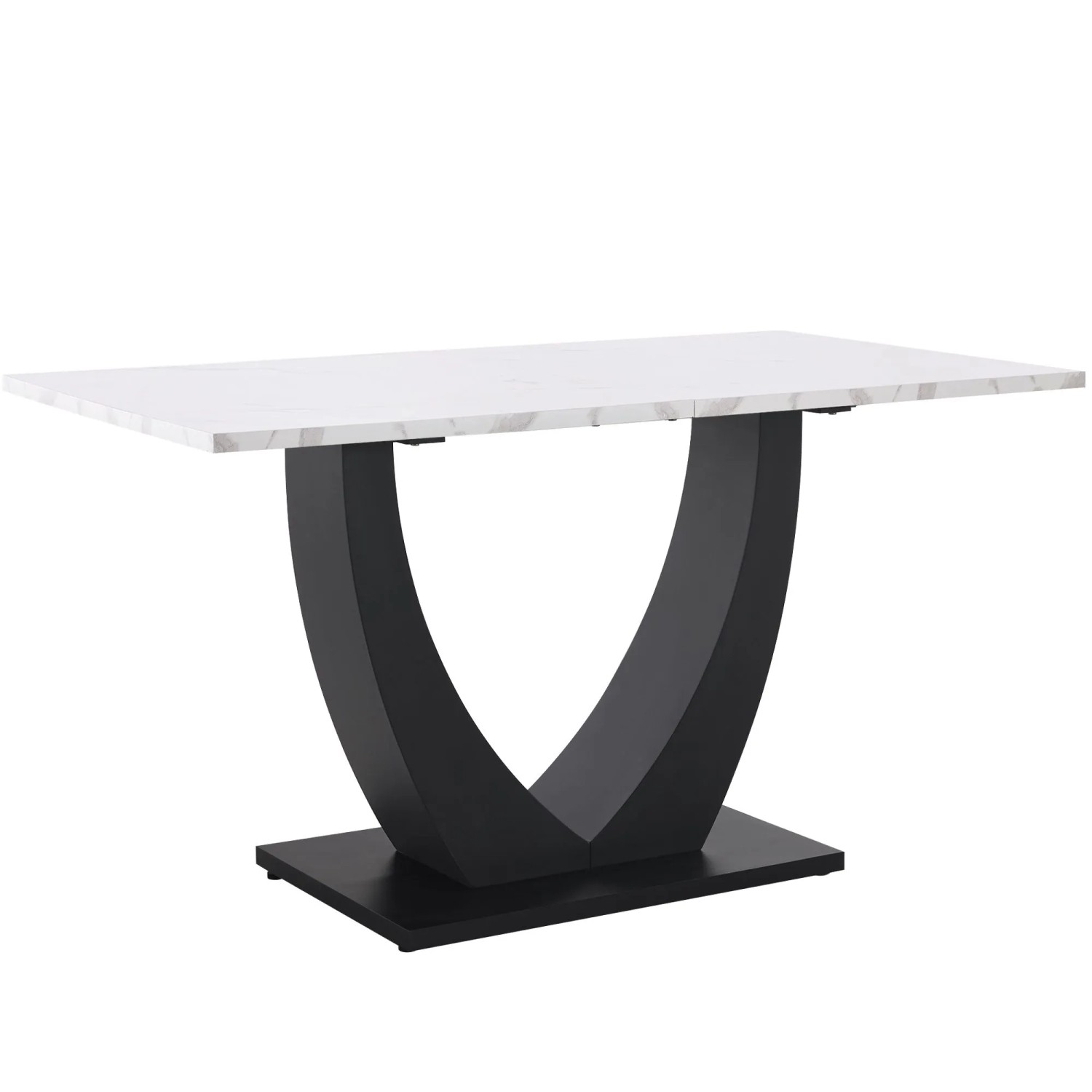 Merax Esstisch 140x75,5 Weiß Schwarz Marmormuster