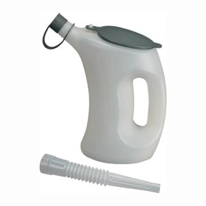 Pressol Messbecher 1 L mit Schutzdeckel, Kappe und flexiblem Auslauf. Transparentes Messwerkzeug.