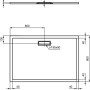 Technische Zeichnung: Ideal Standard Duschwanne Extraflach, rechteckig, 120x80 cm, schwarz, mit Maßangaben.